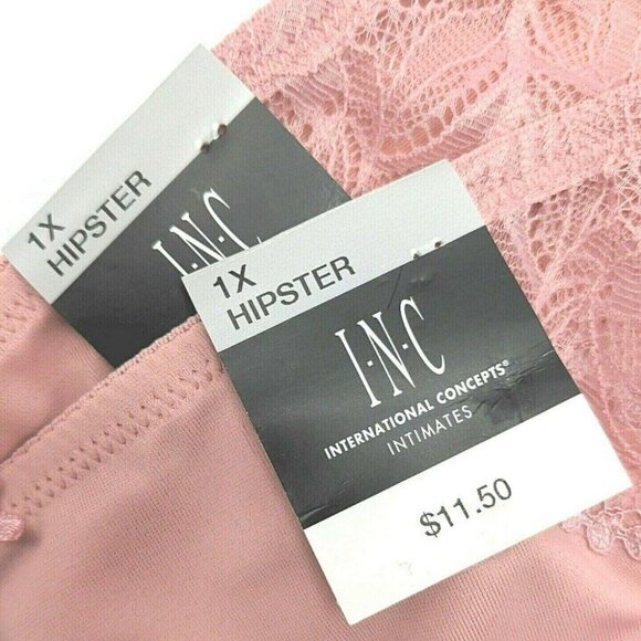 BOGO INC International Concepts Women Lace Inset Hipster Panties Pink 1X NEW Lot - Picture 3 of 9